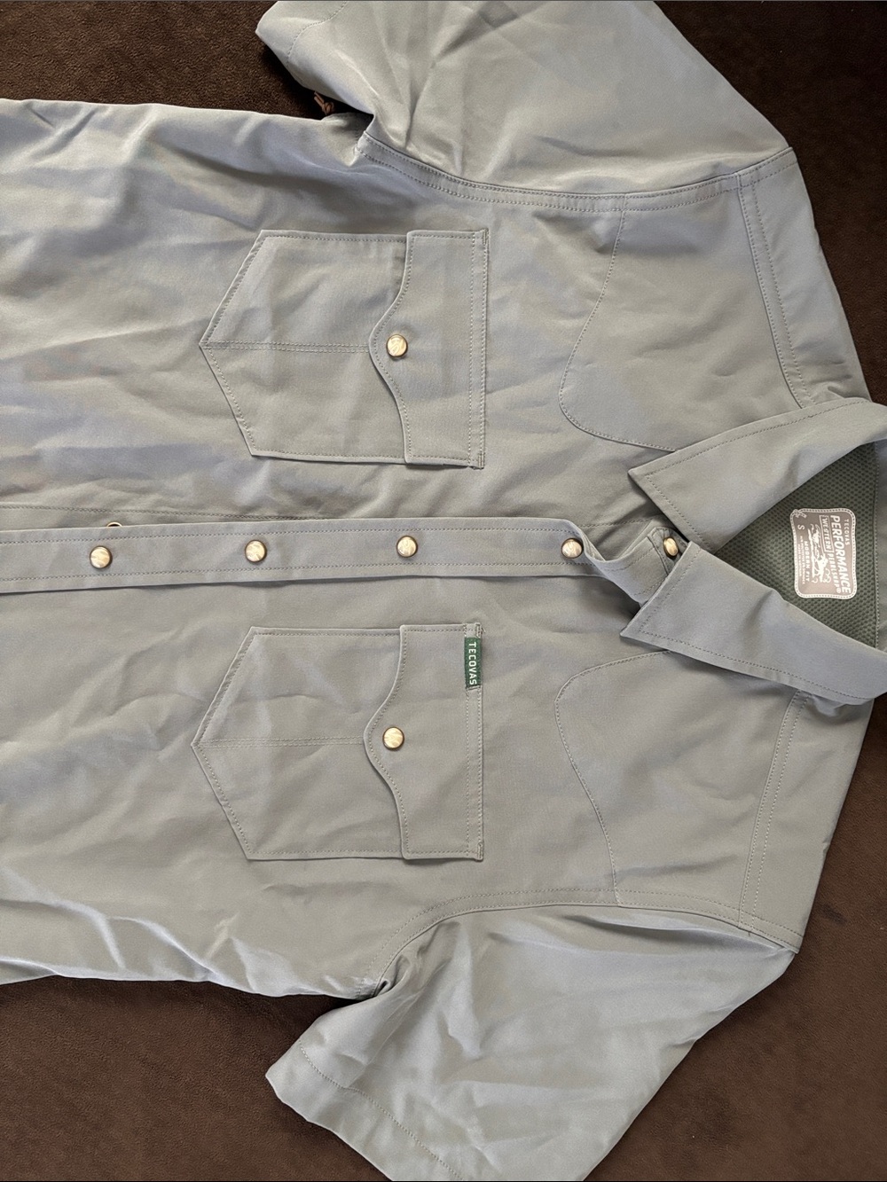 Tecovas Performance Western Shirt in Light Blue-Gray